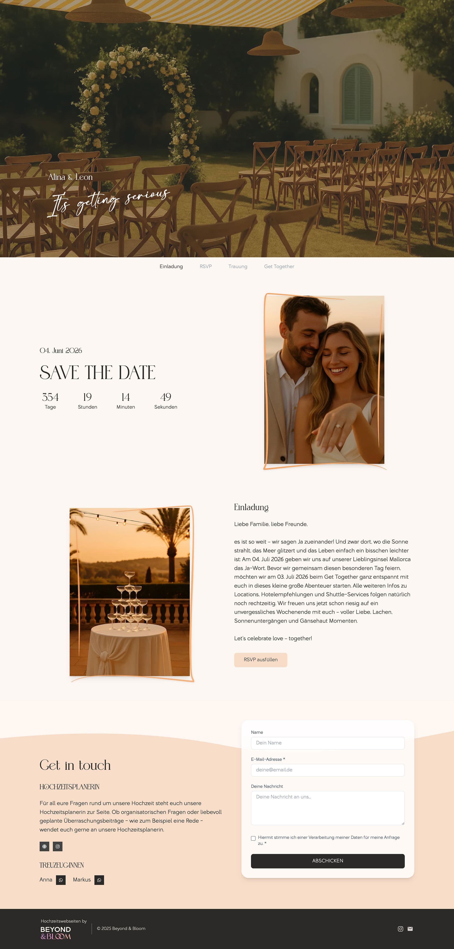 Hochzeitswebseite Vorschau